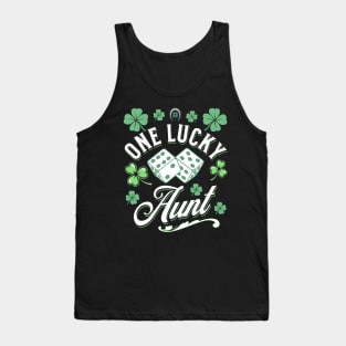 One Lucky Aunt St Patricks Day Clover Irish Dice Green Tank Top